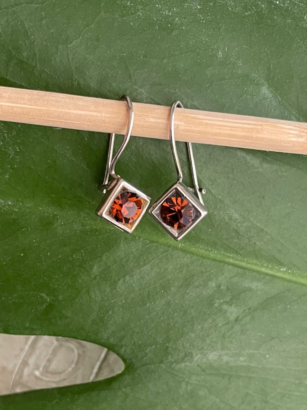 Sterling Silver Earrings with Pretty Sienna Stone with wire closure. - Picture 4 of 5
